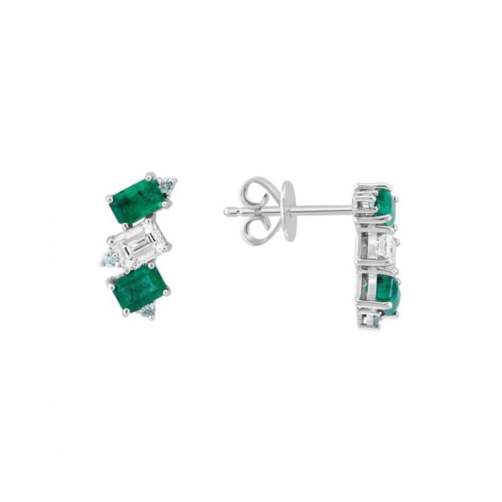 Effy Fine Jewelry 14K 2.65 Ct. Tw. Diamond & Emerald, White Sapphire Earrings